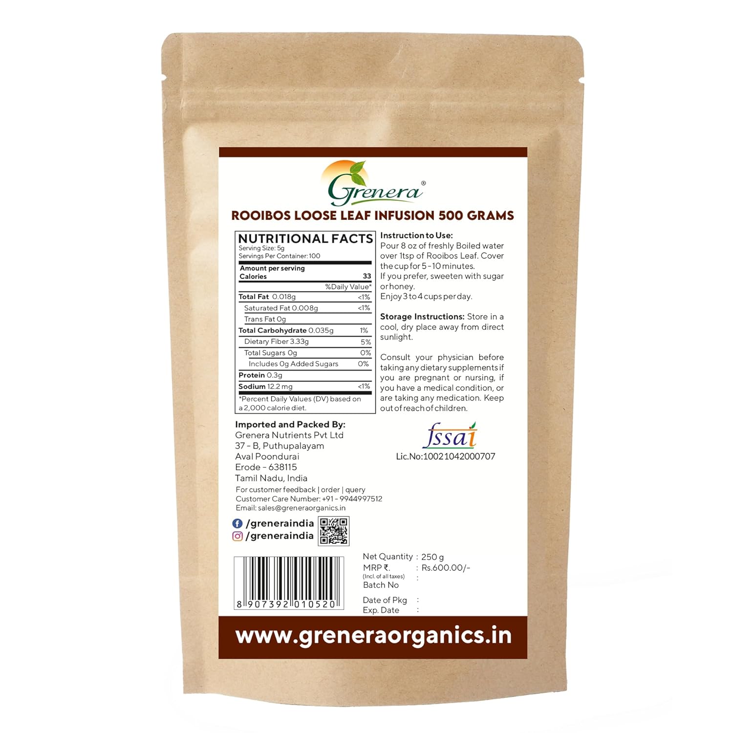 Grenera South African Rooibos Tea - 500 Grams
